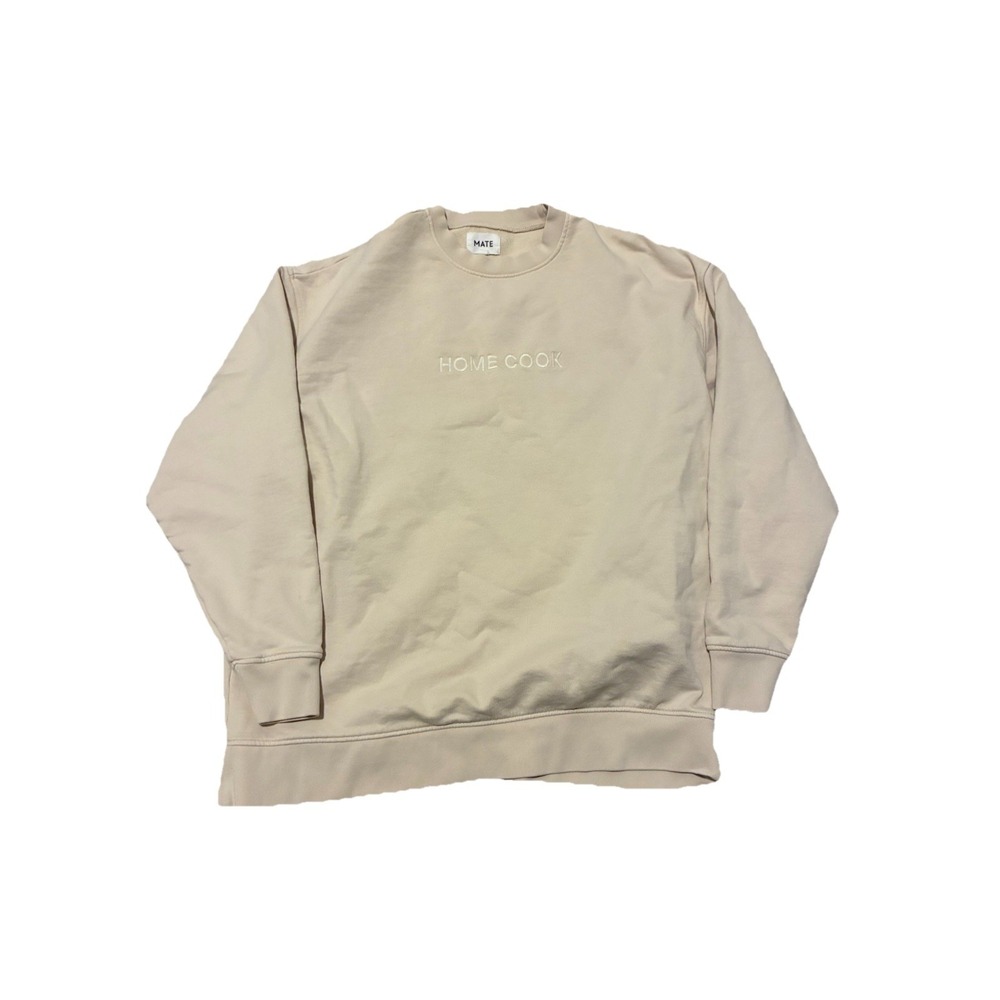 Mate The Label Crewneck Sweatshirt Women's Xs/s Embroidered Cream Organic Cotton